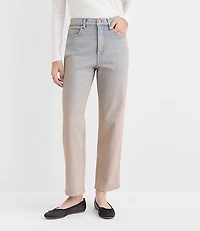 Coated High Rise Straight Jeans Authentic Vintage Mid Wash