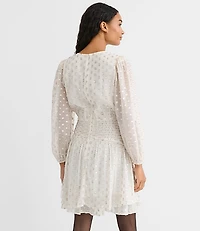 Petite Shimmer Clip Shirred Mini Dress