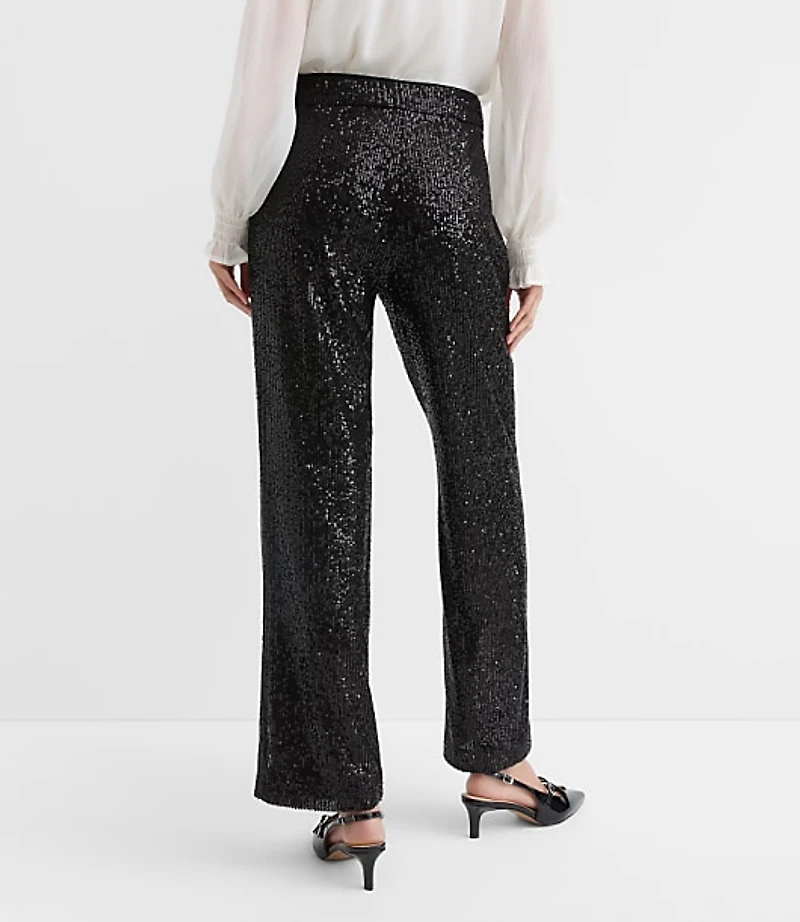 Petite Sequin Straight Pants