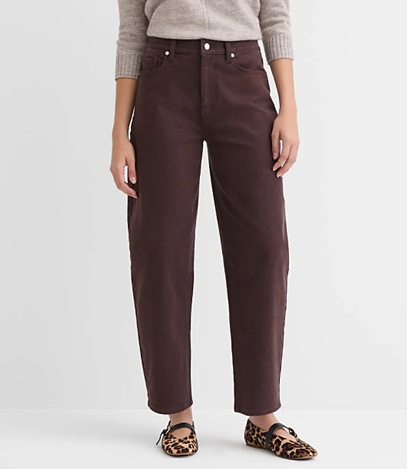 Petite High Rise Barrel Jeans in Iced Espresso