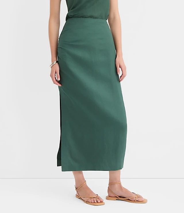 lovaan val sleeveless ruched linen-silk dress Val LOVAAN