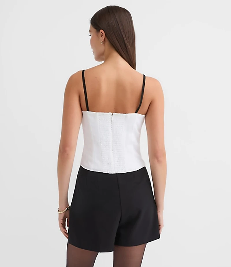 Satin Trim Strappy Bustier Top
