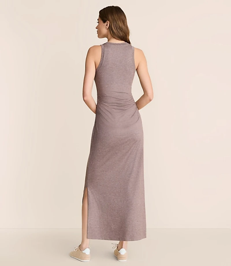 Lou & Grey Heathered Brushedsoft Ruched Tank Midi Dress