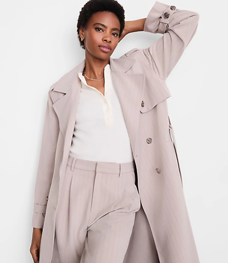 LOFT Versa Seasonless Stretch Trench Coat Stripe