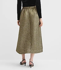 Metallic Jacquard Midi Pocket Skirt