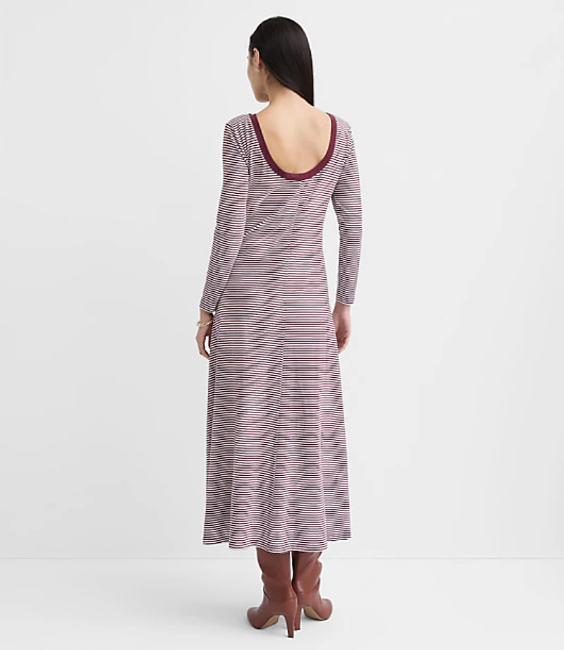 Striped Scoop Back Midi Dress