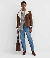 Petite Faux Suede Sherpa Jacket