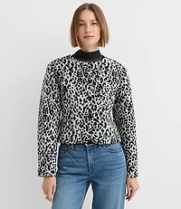 Petite Snow Leopard Print Structured Jacket