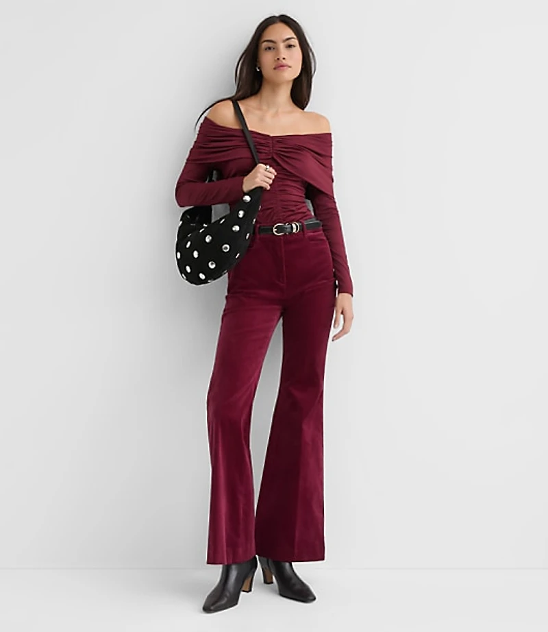 Petite Ruched Off The Shoulder Top