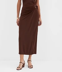 Metallic Ring Wrap Midi Skirt