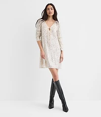 Petite Sequin Tie Keyhole Mini Dress