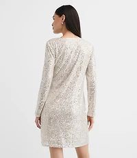 Petite Sequin Tie Keyhole Mini Dress