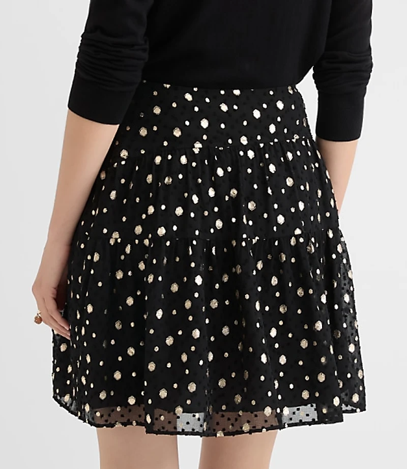 Petite Shimmer Clip Ruffle Mini Skirt
