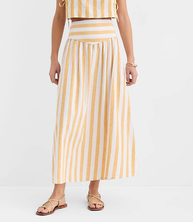 LOFT Beach Striped Linen Cotton Maxi Skirt