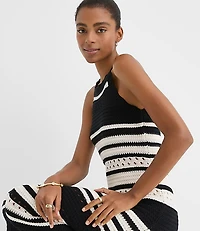 LOFT Beach Striped Crochet Halter Maxi Dress
