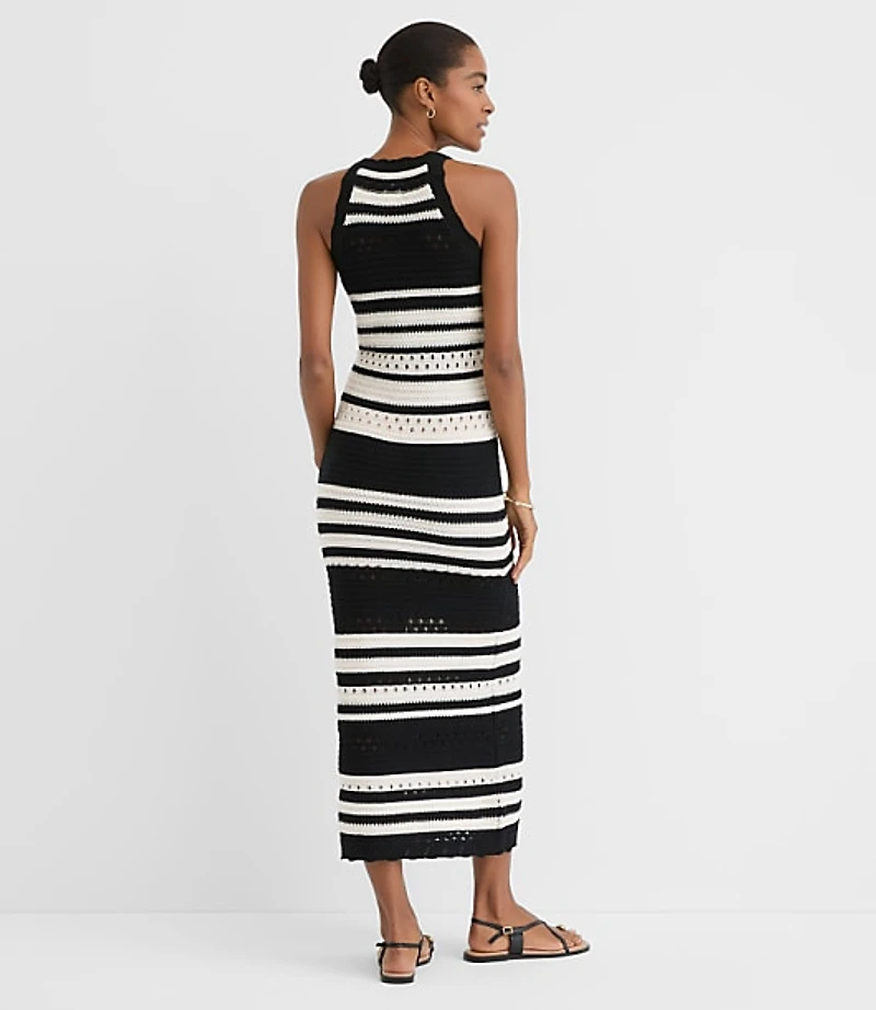 LOFT Beach Striped Crochet Halter Maxi Dress