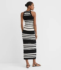 LOFT Beach Striped Crochet Halter Maxi Dress