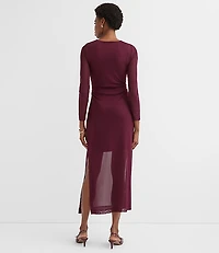 Petite Mesh Ruched Midi Dress
