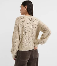 Petite Shimmer Pointelle Blouson Sweater