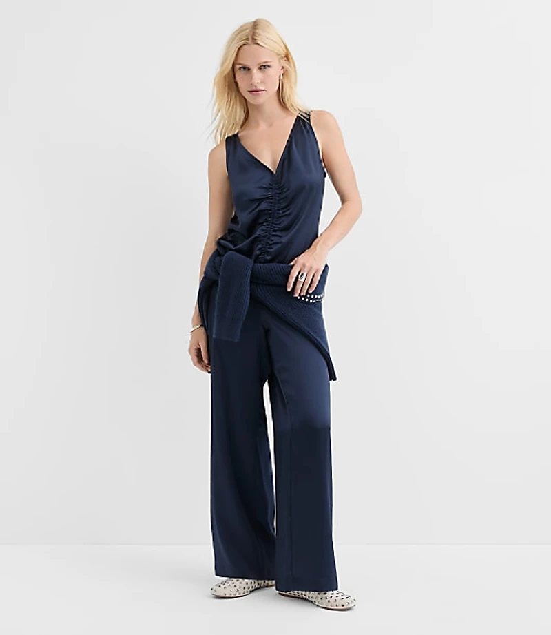 Petite Satin Cinched Tie Shell