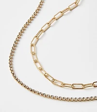 Chain Link Layered Tennis Necklace Set