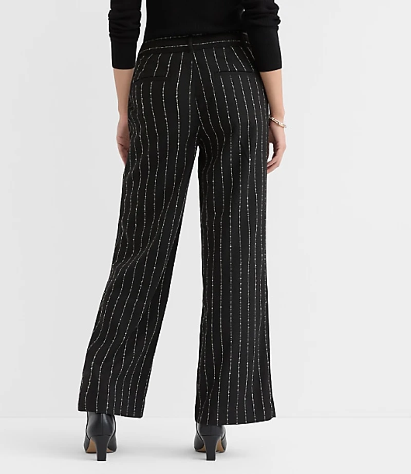 Curvy Palmer Wide Leg Pants Brushed Pinstripe