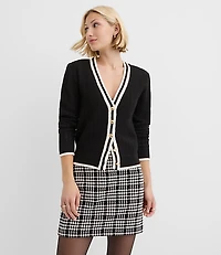 Tipped Pointelle Cardigan