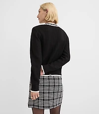 Tipped Pointelle Cardigan