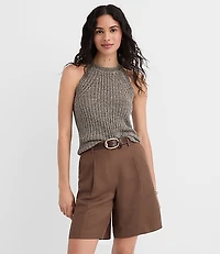 Crochet Ribbed Halter Sweater