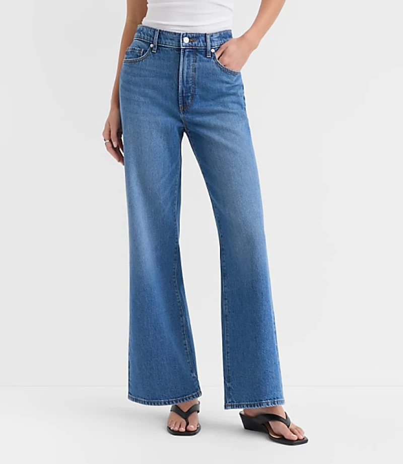 Rivete Petite High Rise Wide Leg Jeans Vintage Dark Wash