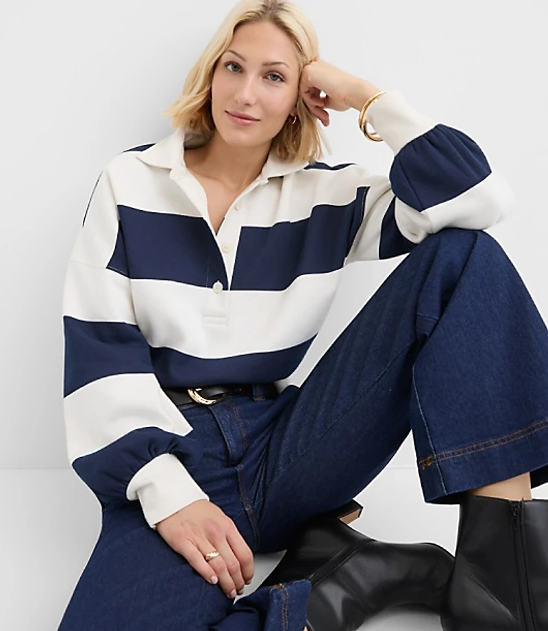 Petite Rugby Stripe Polo Top