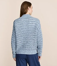 Petite Lou & Grey Marled Open Stitch Half Zip Sweater