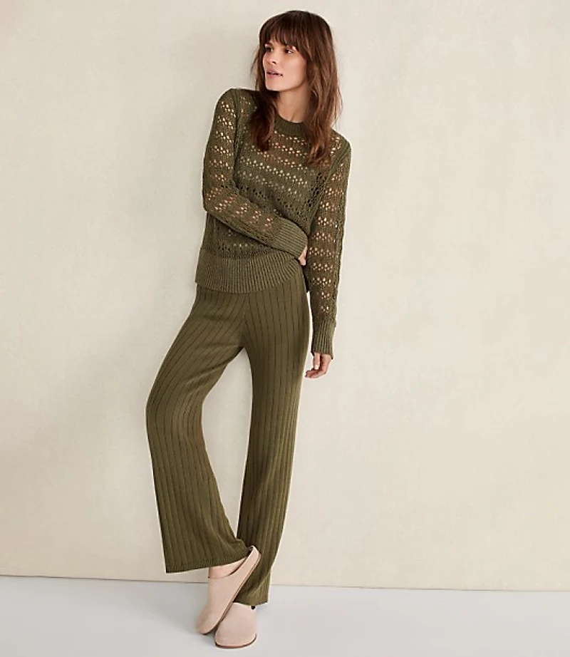 Haven Well Within Organic Cotton Linen Open Stitch Crewneck Sweater