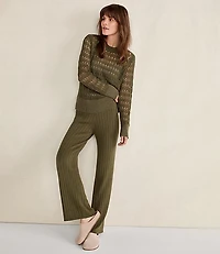 Haven Well Within Organic Cotton Linen Open Stitch Crewneck Sweater