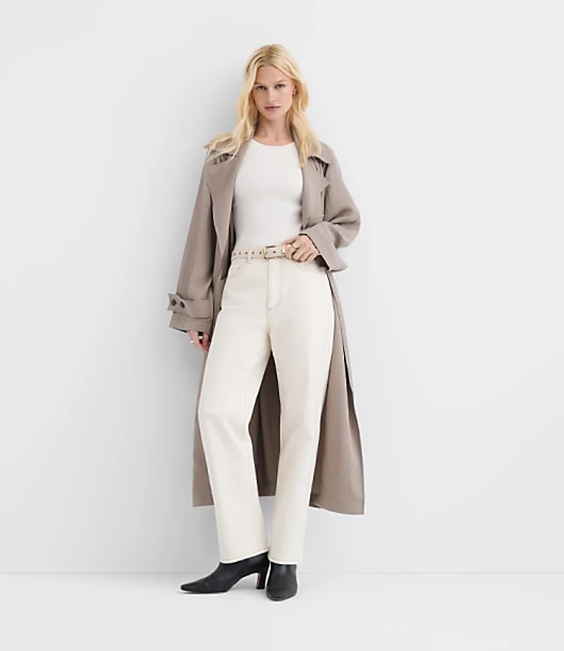 Rivete Petite High Rise Straight Jeans Ivory