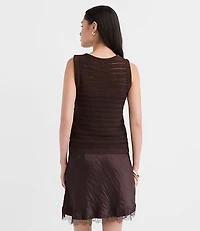 Pointelle Scoop Neck Sweater Tank Top