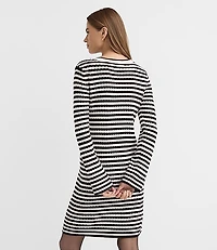 Petite Pointelle Striped Sweater Dress