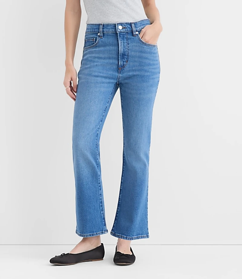 Rivete Petite High Rise Kick Crop Jeans Vintage Mid Wash