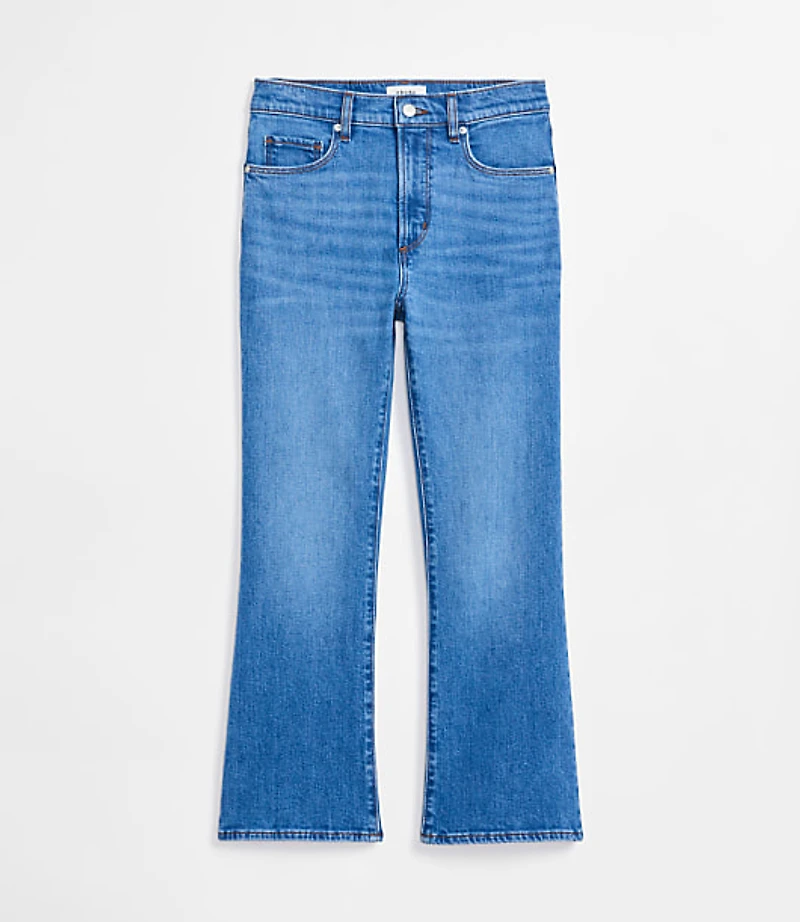 Rivete Petite High Rise Kick Crop Jeans Vintage Mid Wash