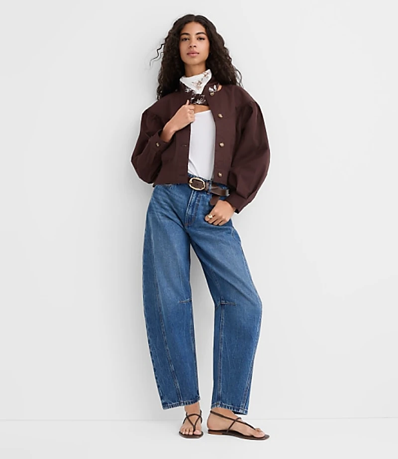 Gathered Sleeve Twill Jacket
