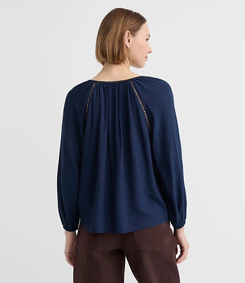 Floral Cutout Embroidered V-Neck Blouse