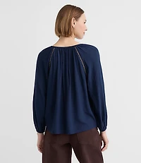 Floral Cutout Embroidered V-Neck Blouse