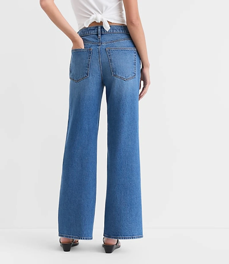 Rivete Petite Curvy High Rise Wide Leg Jeans Vintage Dark Wash