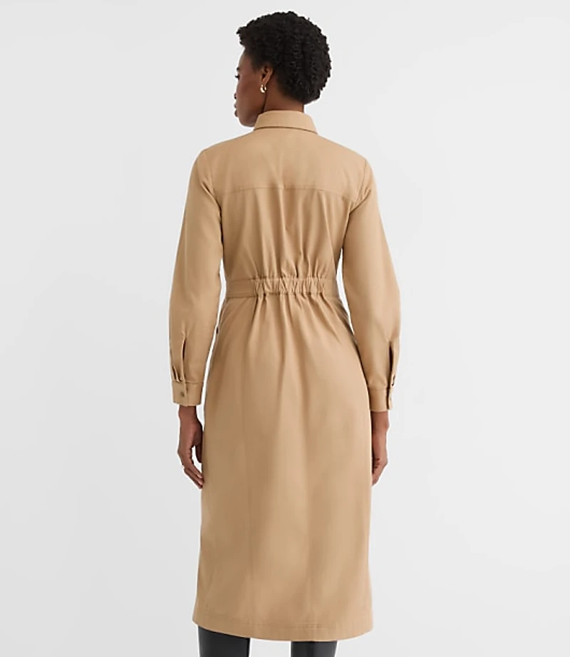 Petite Twill Midi Pocket Shirtdress