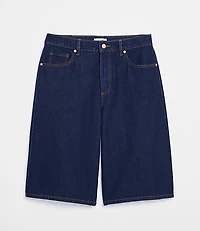 Rivete Curvy High Rise Denim Bermuda Shorts Dark Rinse