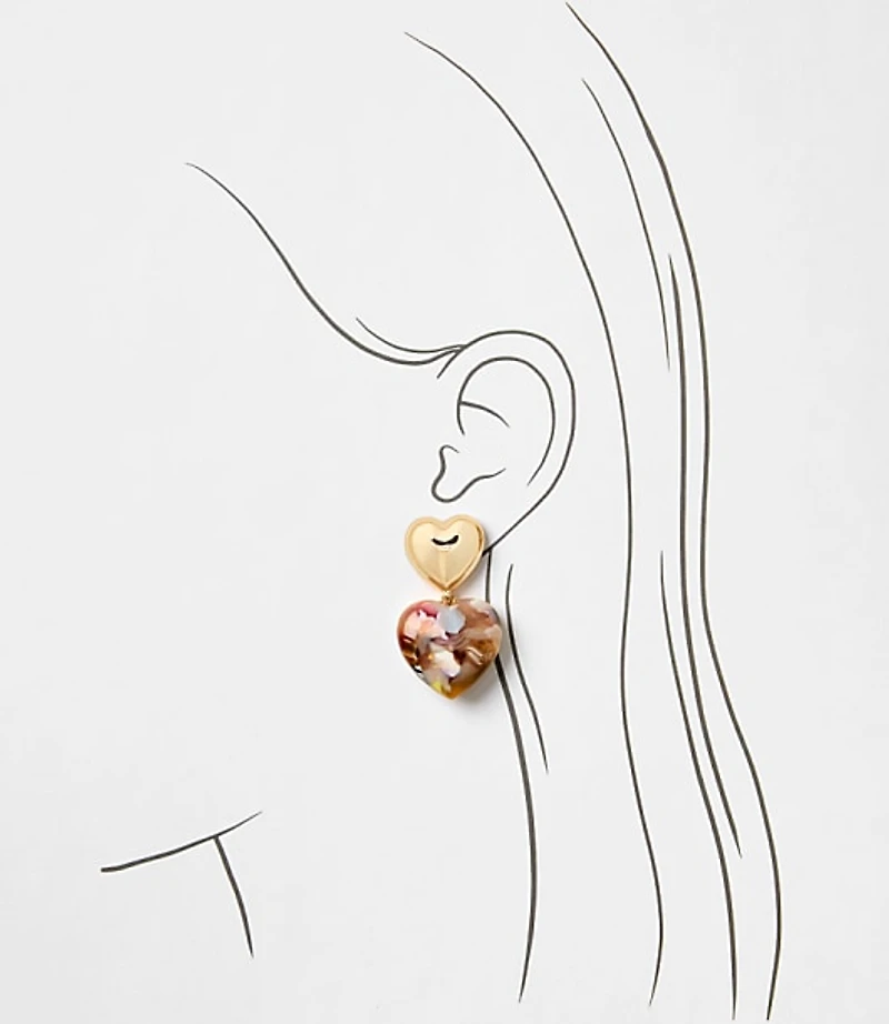 Tortoiseshell Print Puffy Heart Earrings