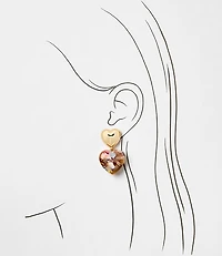 Tortoiseshell Print Puffy Heart Earrings