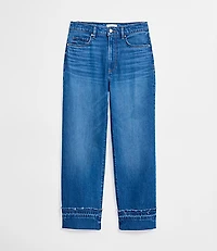 Rivete Petite Curvy Unpicked Cuffed High Rise Straight Jeans Authentic Indigo