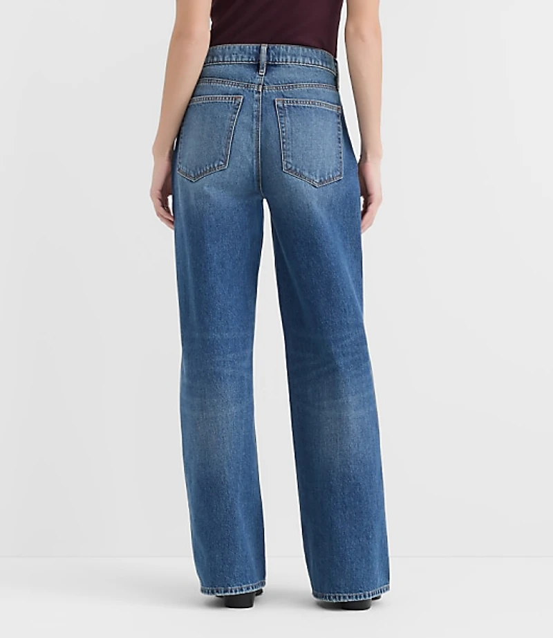 Rivete Petite High Rise Wide Leg Jeans Echo Wash