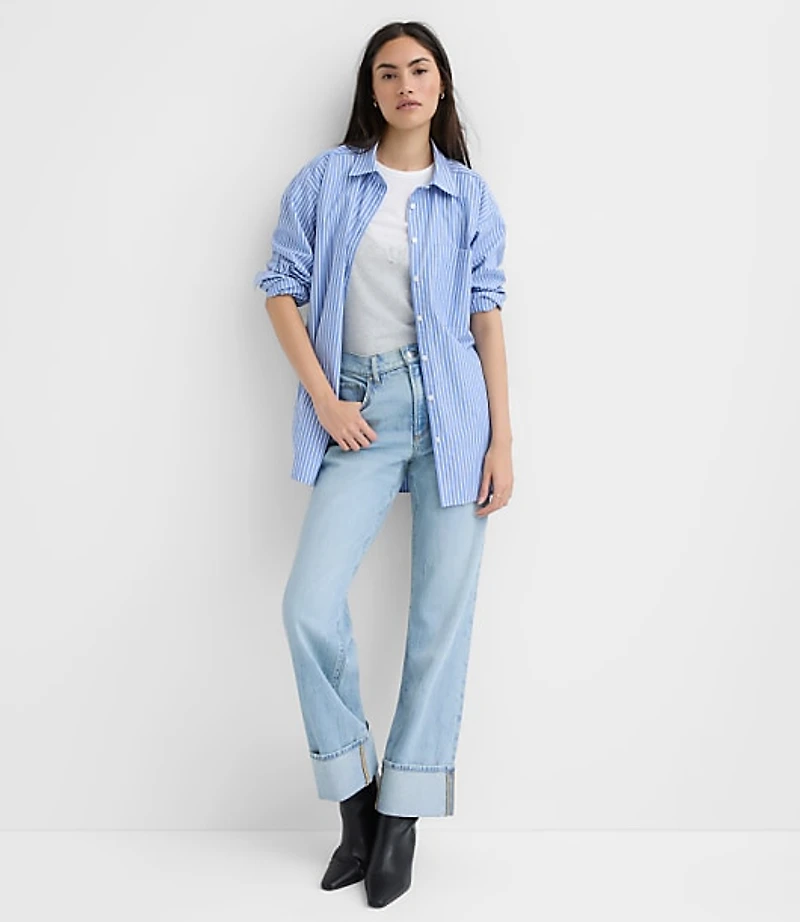 Striped Poplin Everyday Oversized Pocket Shirt